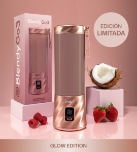 Batidora portátil BlendyGo 3 color oro rosa brillante.